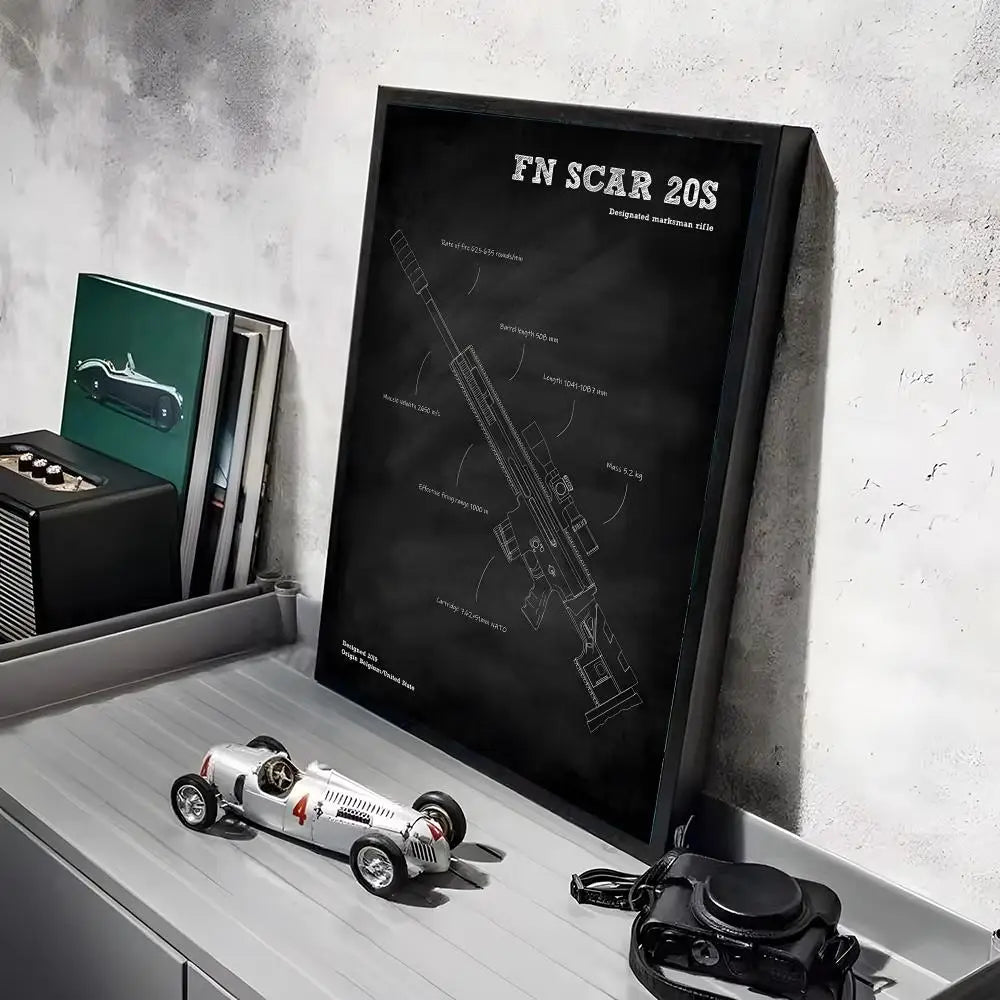 Poster Diagramme d'Armes à Feu Classiques – Affiche Murale HD Waterproof, Décoration Salon, Bureau & Man Cave (Sans Cadre)