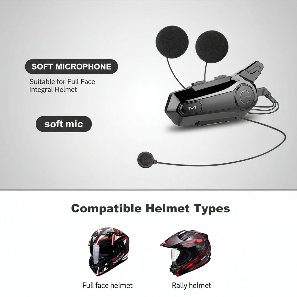 X1 Plus – Intercom Moto Bluetooth 5.0, Portée 1000 m, IPX6, Autonomie 12h, Micro Souple ou Rigide