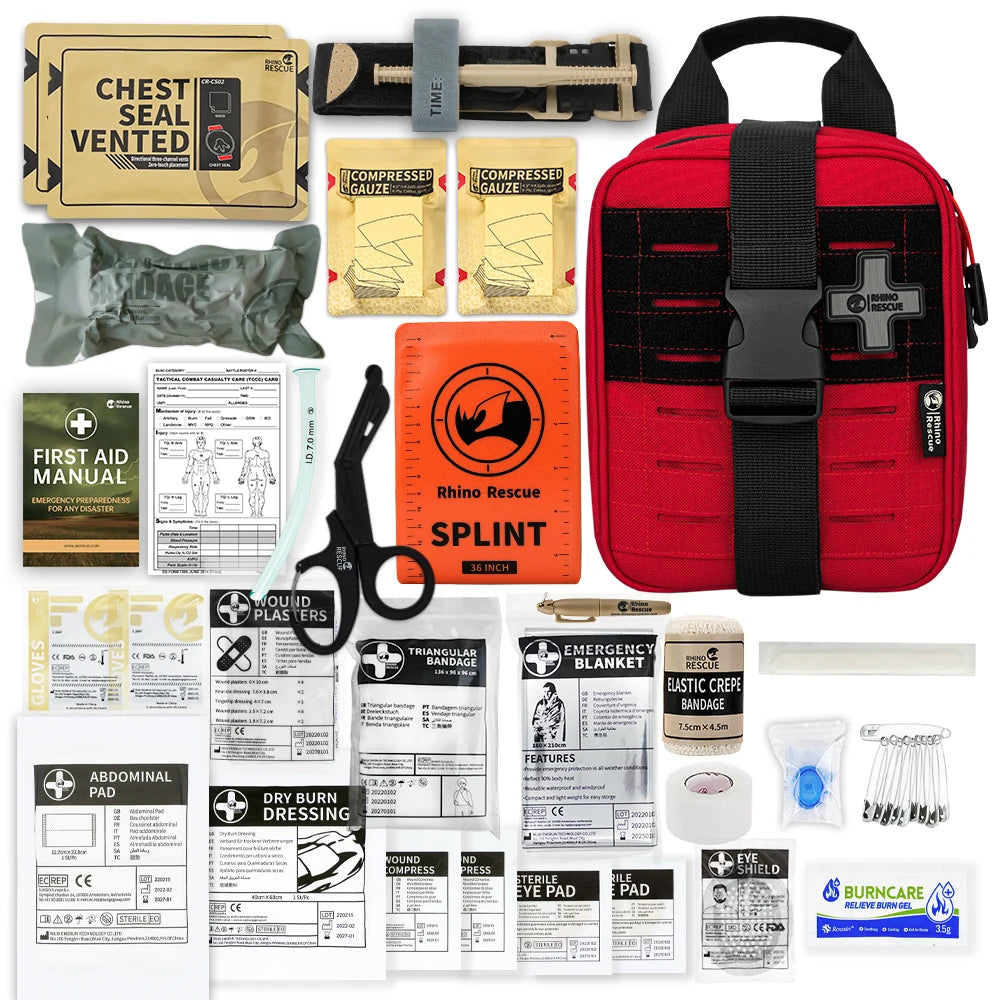 RHINO RESCUE SE IFAK – Kit Trauma Complet 25+ Pièces, Poche Tactique Premiers Secours