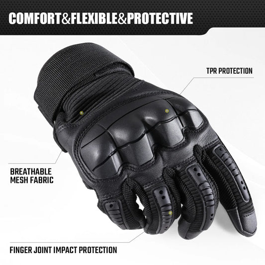 Gants Tactiques Plein Doigt JIUSUYI – Coque Caoutchouc Tactile Airsoft moto Combat