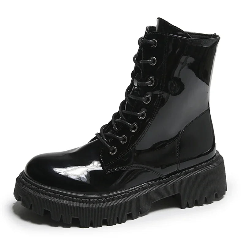 Bottines Plateforme Femme Style Moto – Talon Carré Haut, Zip, Bout Rond | 3 Coloris