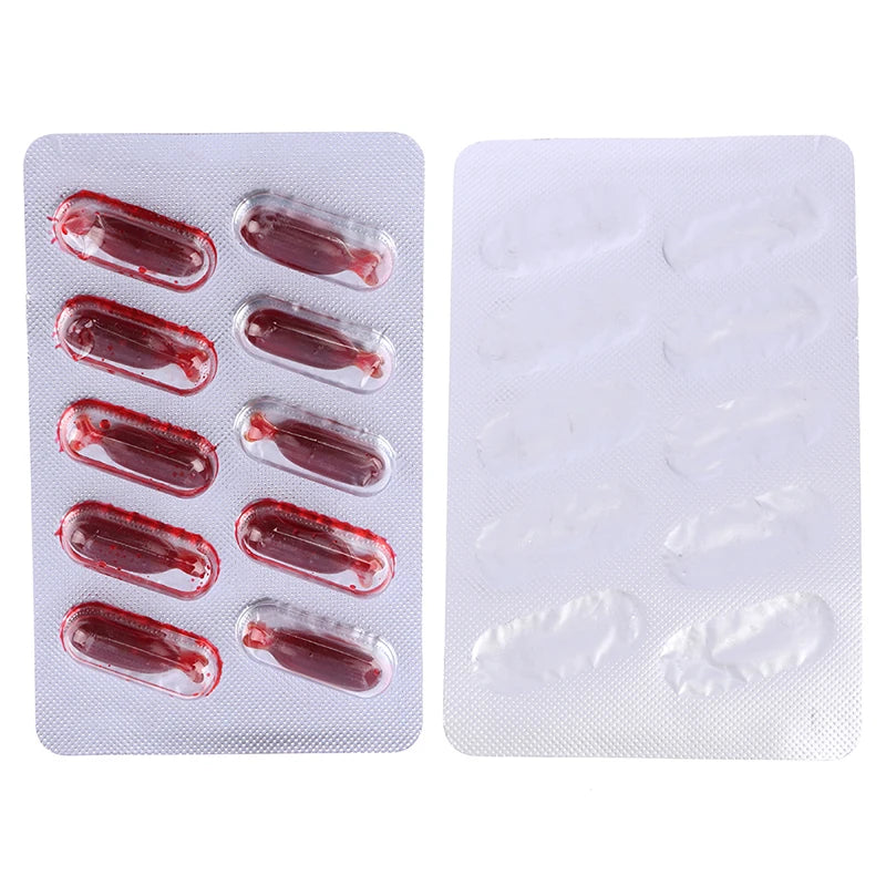 Capsules Faux Sang x10 – Halloween, Cosplay & Simulation Médicale | Comestibles