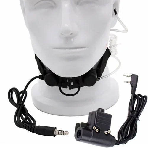 Micro Laryngophone Tactique + PTT U94 – Casque Tube Acoustique pour Talkie-Walkie BaoFeng, Kenwood, TYT - BLACKBEARD OUTDOOR INDUSTRIES