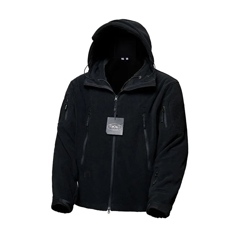 Veste Polaire Tactique Homme à Capuche - Chaude et Coupe-Vent, Hiver
