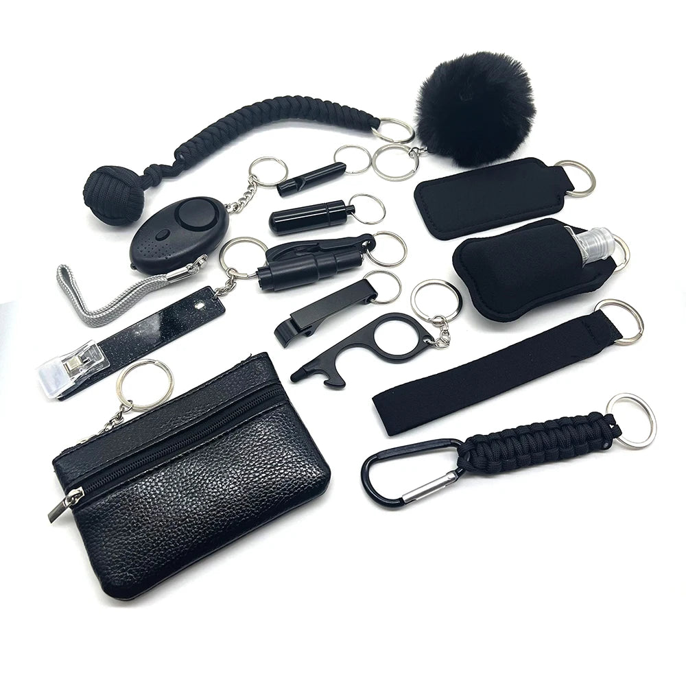 Kit porte-clés de sécurité multifonction 15 pièces