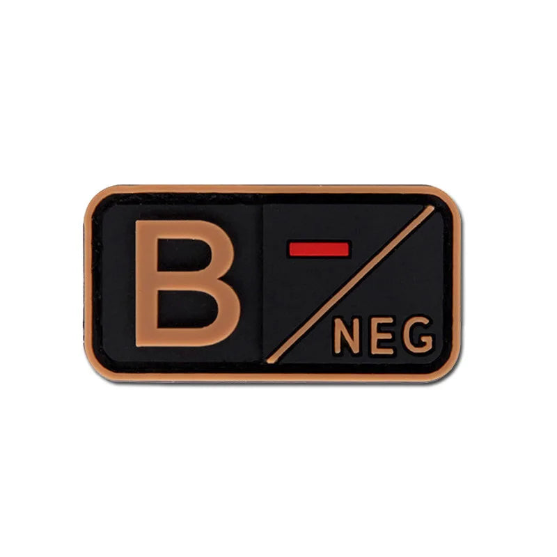 Patch Groupe Sanguin 3D PVC – A B AB O Rh + / - – Écusson Tactique Militaire Hook & Loop 5×2,5 cm - BLACKBEARD OUTDOOR INDUSTRIES