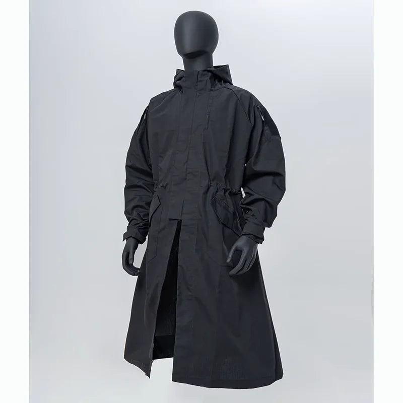 Manteau tactique à capuche homme : trench long coupe-vent en coton-polyester - BLACKBEARD OUTDOOR INDUSTRIES