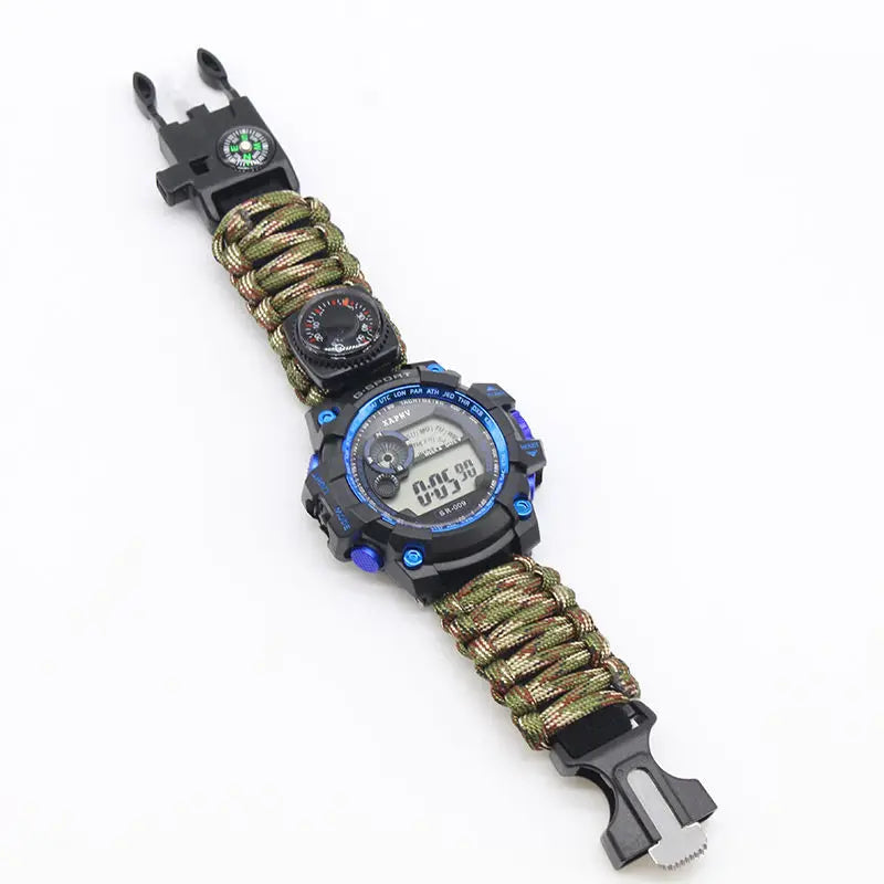 Montre de Survie Outdoor Multifonction 7-en-1 – Étanche 50m – Paracord, Boussole, Thermomètre et Sifflet - BLACKBEARD OUTDOOR INDUSTRIES