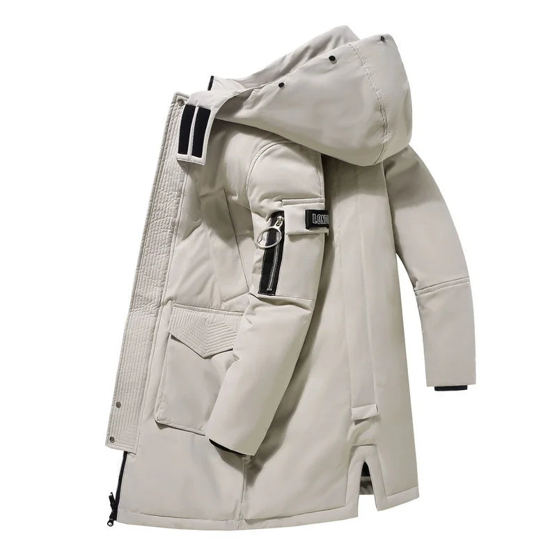 Parka homme en duvet de canard à capuche amovible