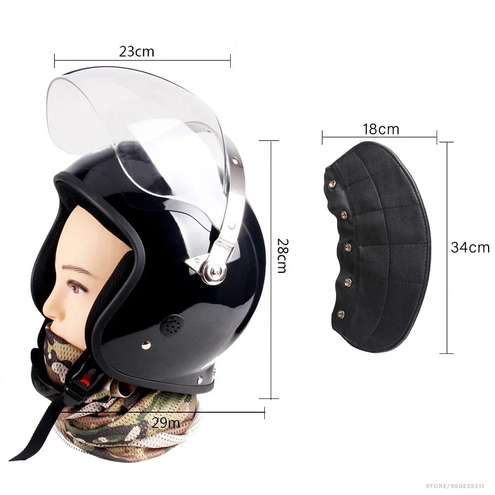 Casque Anti-Émeute Professionnel – Protection Crânienne ABS/PC, Masque PC Intégré, Norme DOT/ECE-R22, Sécurité & Maintien de l’Ordre