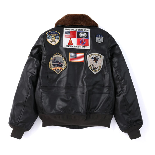 Veste Aviateur Militaire G1 Top Gun – Cuir PU, Patch Brodé, Style Maverick | Homme