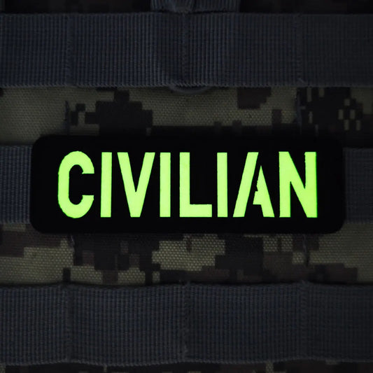 Patch Brodé Réfléchissant CIVILIAN – Écusson Tactique Militaire Velcro | Brassard & Sac à Dos