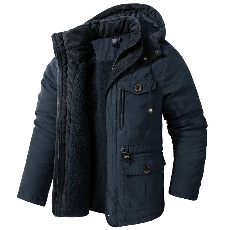 Veste d’Hiver Chaude Homme – DIMUSI Veste Tactique Épaissie | Polaire Doublée | Multi-poches | Coupe-Vent | Capuche | Mode & Outdoor - BLACKBEARD OUTDOOR INDUSTRIES