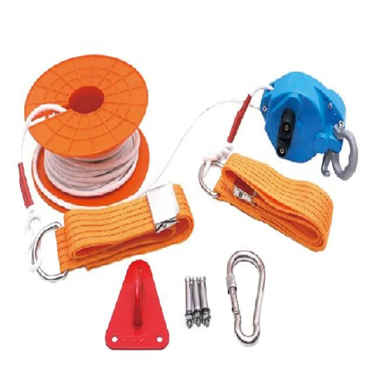 Dispositif de Descente Va-et-Vient Incendie Hauteur – Corde Acier 30 m, Évacuation Multi-Personnes
