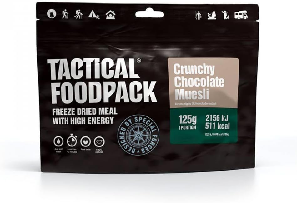 Tactical Foodpack Ration DE Survie - MUESLI CROQUANT AU Chocolat Tactical Foodpack