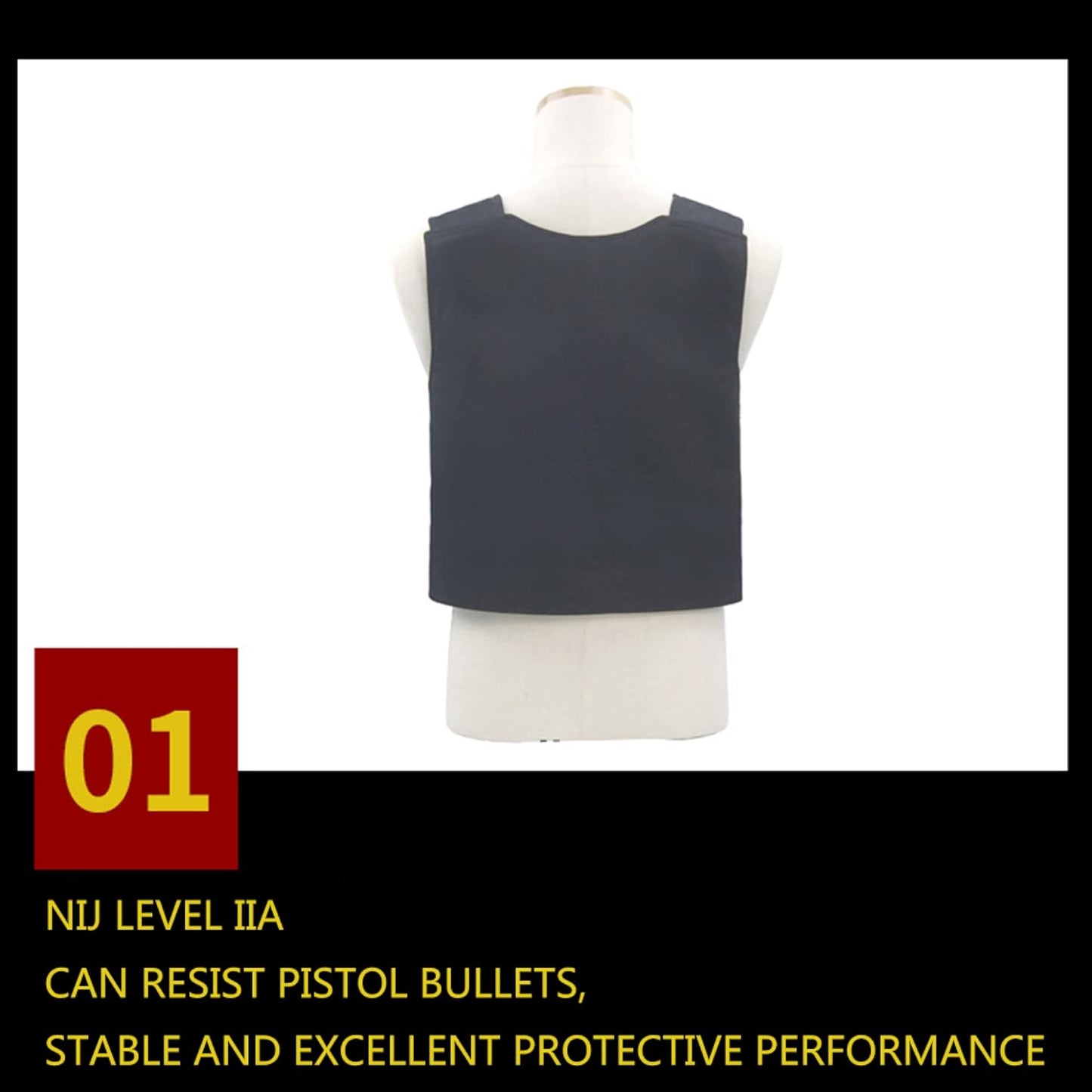 WAOBE Gilet Pare-balles de sécurité personnelle - Niveau de Protection Standard NIJ IIIA Tactique dissimulé Pare-balles Gilet de Protection Veste vêtements
