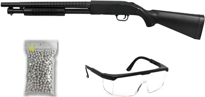 THE REPLICANT Pack Airsoft Fusil à Pompe SWAT/Modèle à Ressort/Plastique et Métal/Livré avec Accessoires