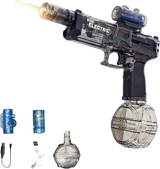 Pistolet à Eau électrique Anti-Fuite, Jouet de Plage pour Adultes, Pistolet à Eau électrique Longue portée avec lumière (Black)