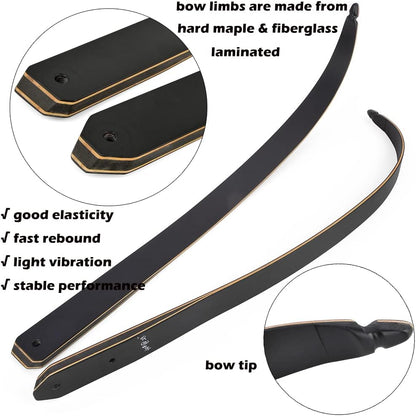 60 Inch Archery Takedown Recurve Bow F171A for Adults/Youth 30-60Lbs American Hunting Bow Magnesium Alloy Metal  Right Handed BLACKBEARD OUTDOOR INDUSTRIES