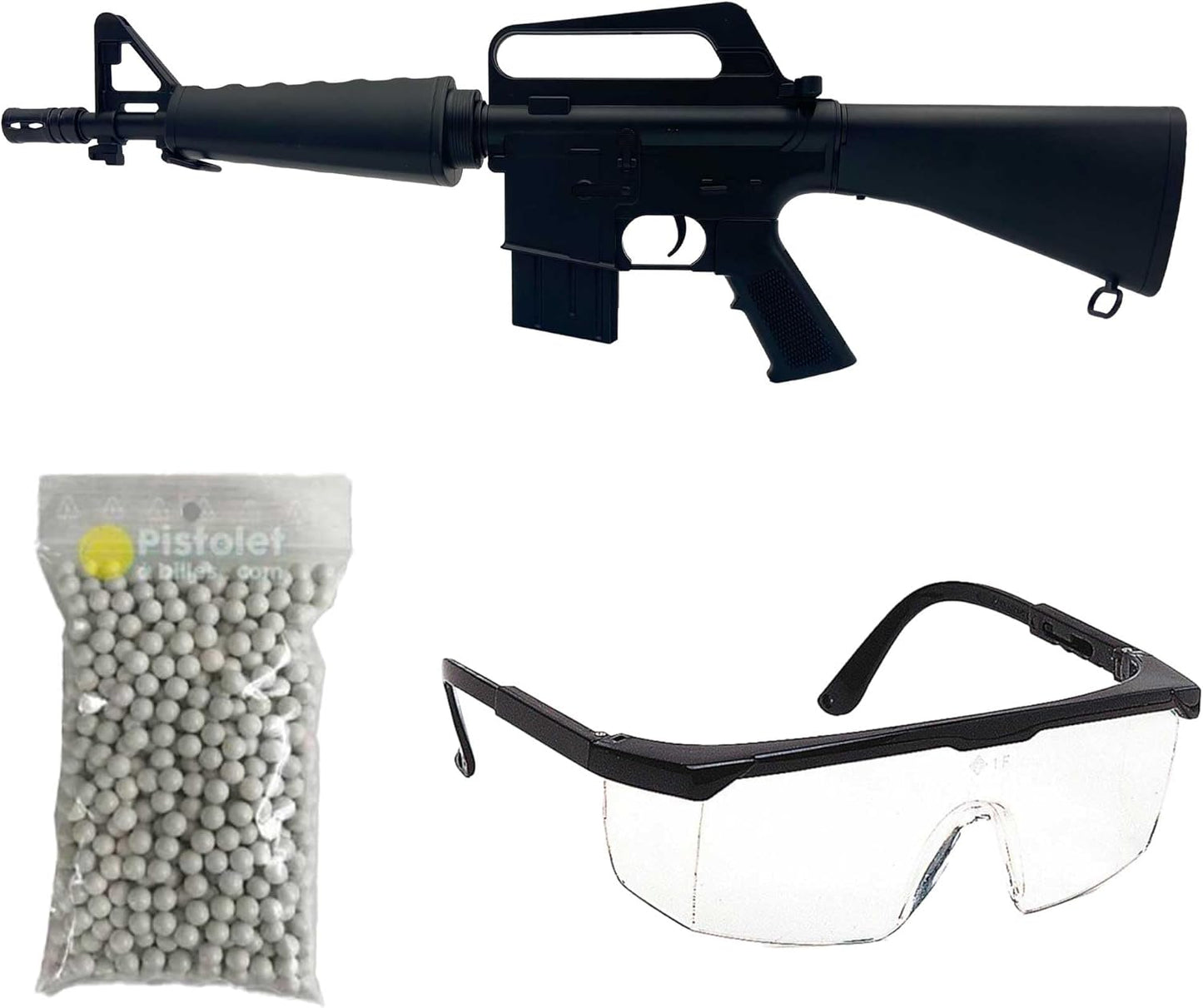 Saigo Defense Pack Airsoft Fusil Modèle M308 à Ressort/Couleurs: Noir/Matière: Plastique Haute Résistance/Puissance 0.5 Joule/Livré avec Accessoires