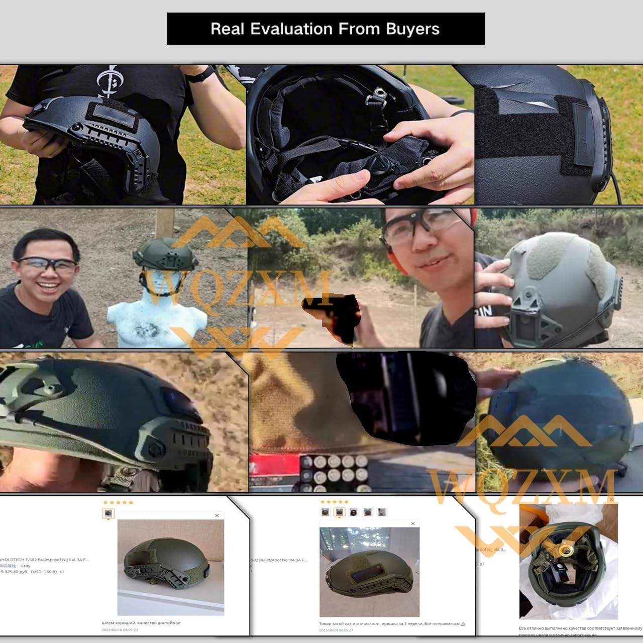 WQZXM Casque Pare-balles Fast SF Style NIJ Niveau IV Coupe Haute Fast 7,62 * 51MM Casques Tactiques Militaires(Tan,L)