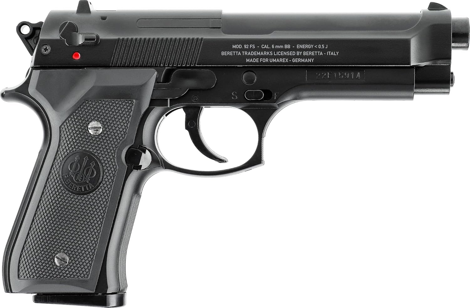 Umarex Beretta M92FS Noir Culasse Métal Spring 0.5J Adulte Unisexe, Taille unique