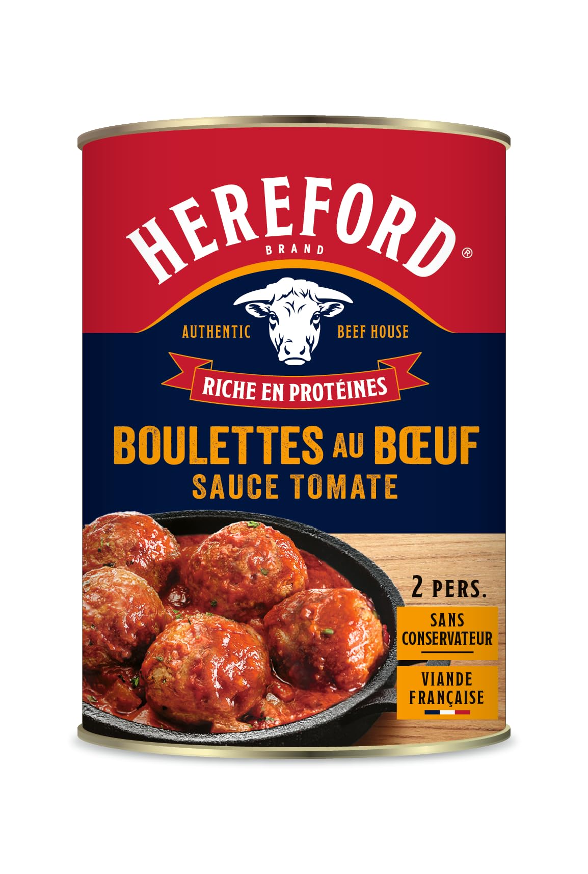 Hereford - Boulettes au Boeuf Sauce Tomate - 100% Viande origine France - Sans Conservateur - Pour 2 Personnes Hereford