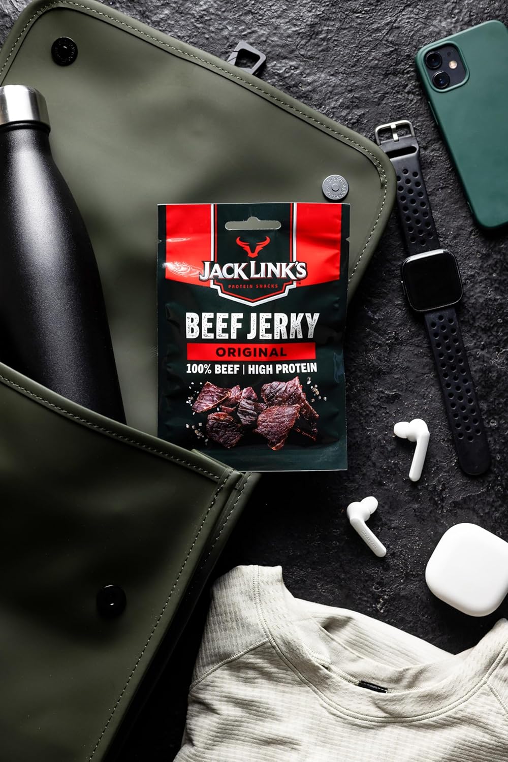 Jack Links Beef Jerky Original (12 x 60 g) - Viande séchée - Riche en protéine snack  - Boeuf séché ‎Jack Link's