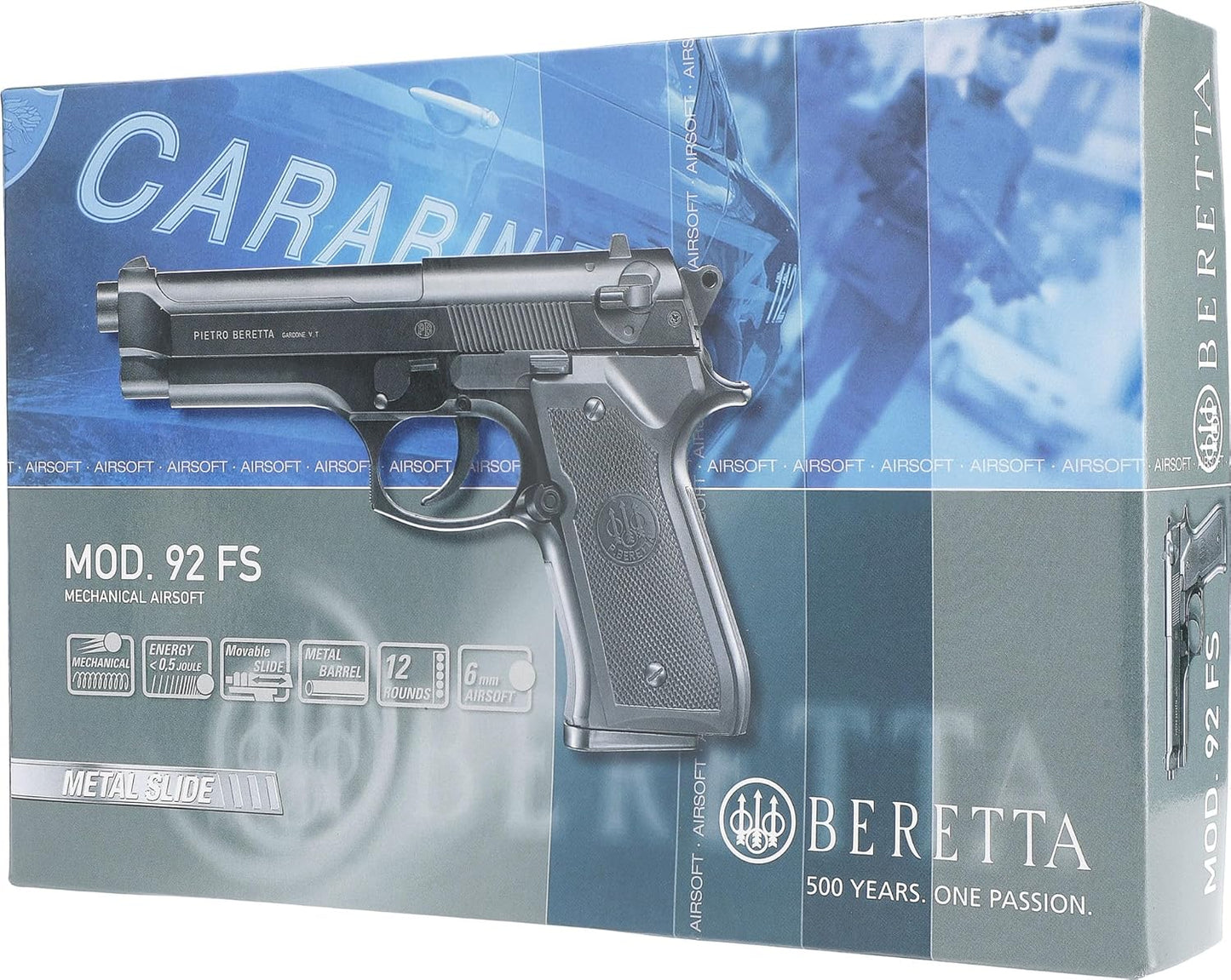 Umarex Beretta M92FS Noir Culasse Métal Spring 0.5J Adulte Unisexe, Taille unique