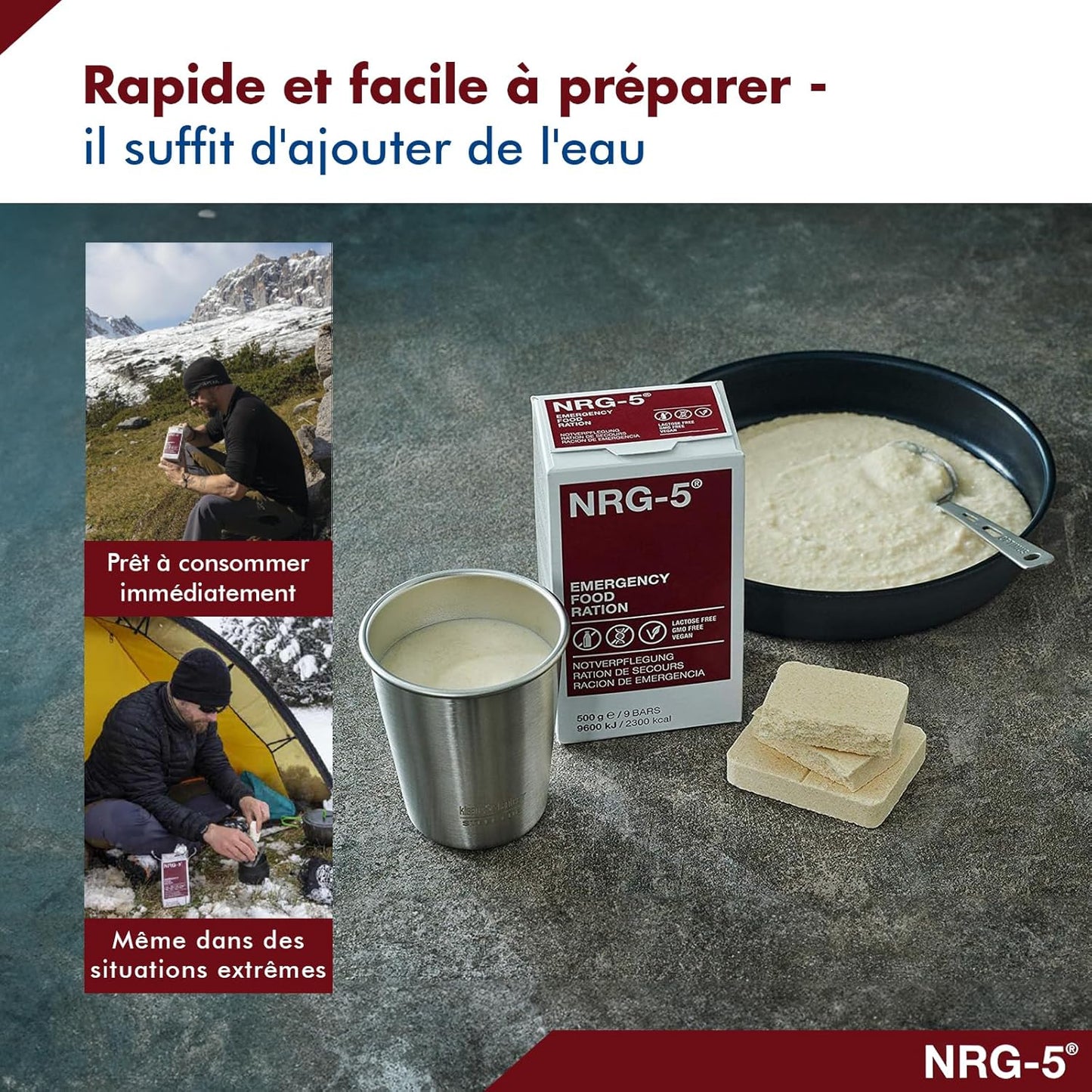 MFH NRG-5 1 paquet de 9 biscuits pour ration de survie 500 g, Blanc Ma boutique