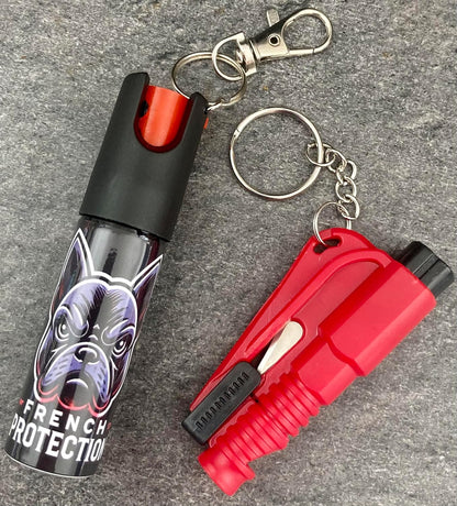 Spray de défense Anti agression Efficace, Pratique 100% légal Identifiant Criminel Anti Attaque, sécurité personnelle. Porte clé Format Sac à Main avec Brise vitre/sifflet/Coupe Ceinture
