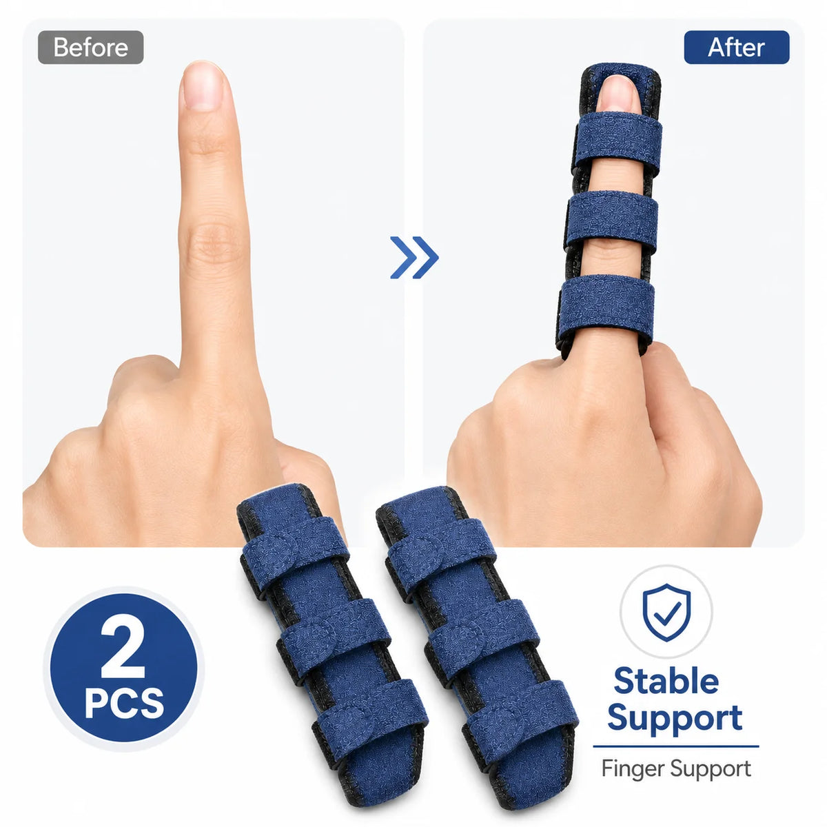 Attelle de Doigt Réglable Lot de 2 - Support Respirant et Sangles Ajustables