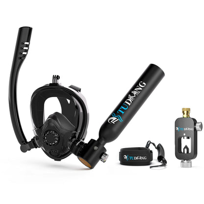 TUDIVING Mini Bouteille Scuba 0.5L – Masque Plein Visage, Pompe Incluse, Certifié CE/DOT
