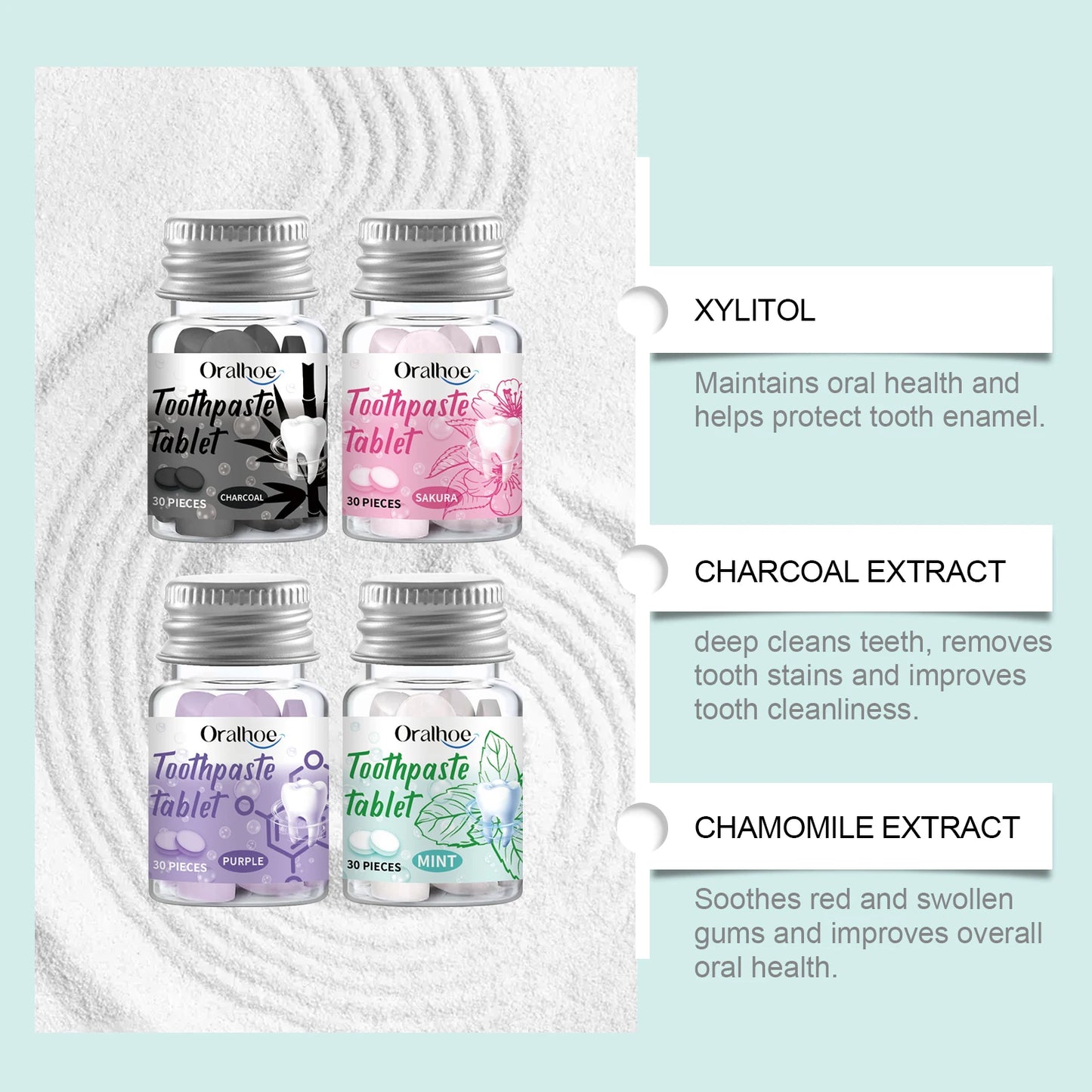 ORALHOE Tablettes de Dentifrice Solides pour un Nettoyage Profond des Dents - Soin Buccal, Élimination du Jaunissement et de la Saleté, Pratiques et Portables - BLACKBEARD OUTDOOR INDUSTRIES