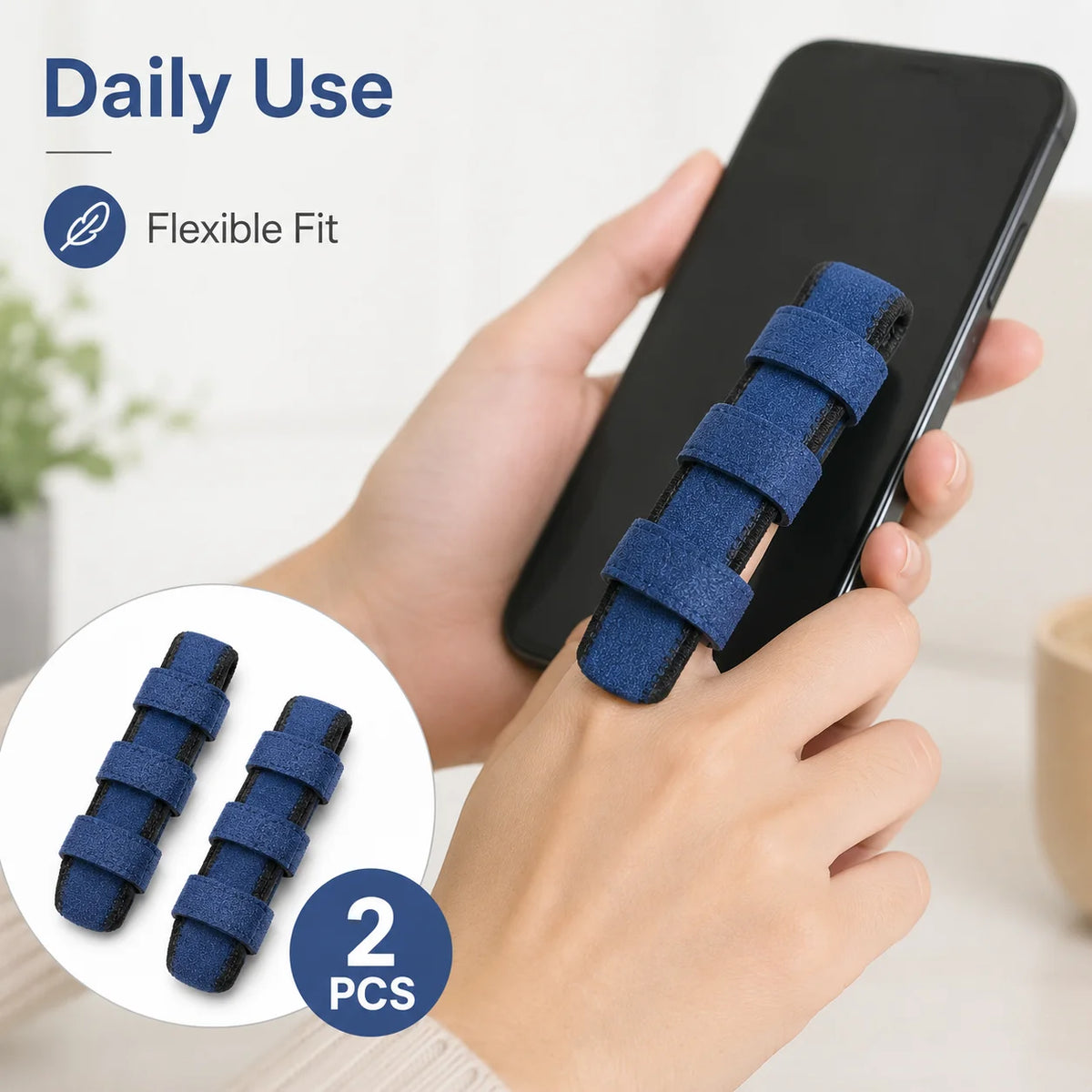 Attelle de Doigt Réglable Lot de 2 - Support Respirant et Sangles Ajustables