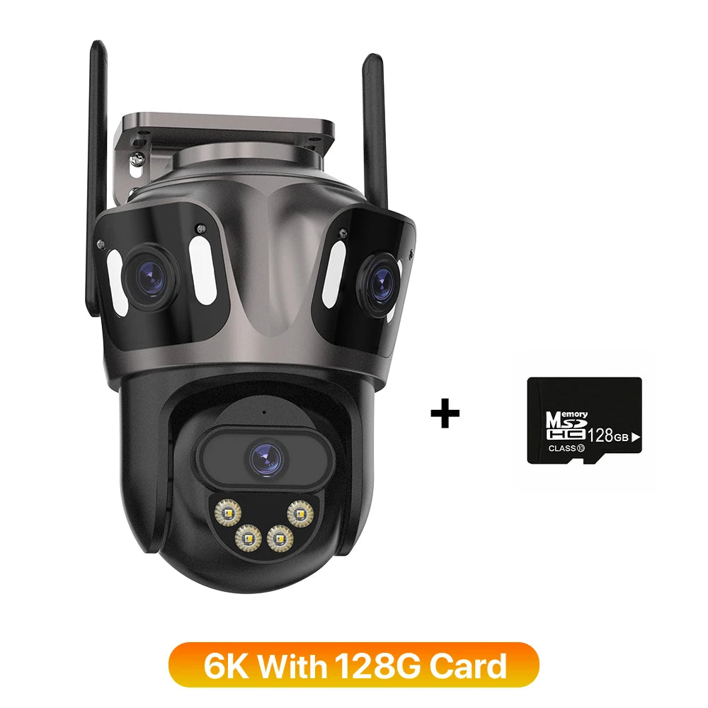 Caméra de Surveillance WiFi 4K/6K – Triple Objectif, Vision Nocturne Couleur, Détection IA, Étanche IP66 | iCSee - BLACKBEARD OUTDOOR INDUSTRIES