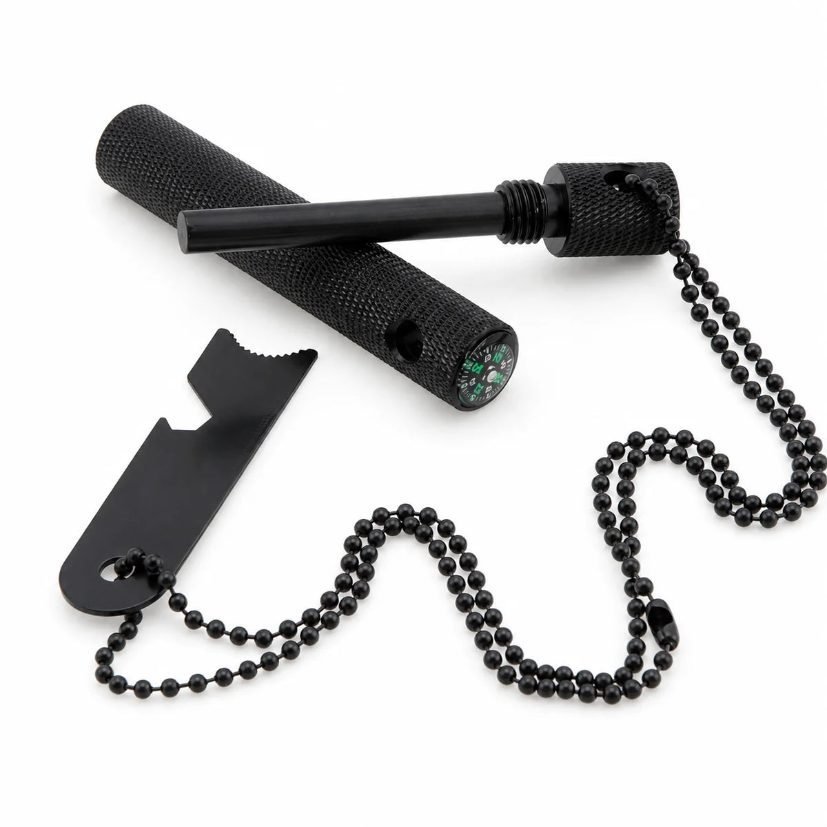 Firesteel de Poche avec Boussole et Porte-Clés - Allume-Feu de Survie