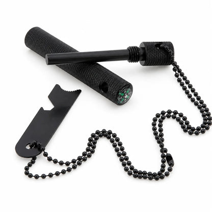 Firesteel de Poche avec Boussole et Porte-Clés - Allume-Feu de Survie