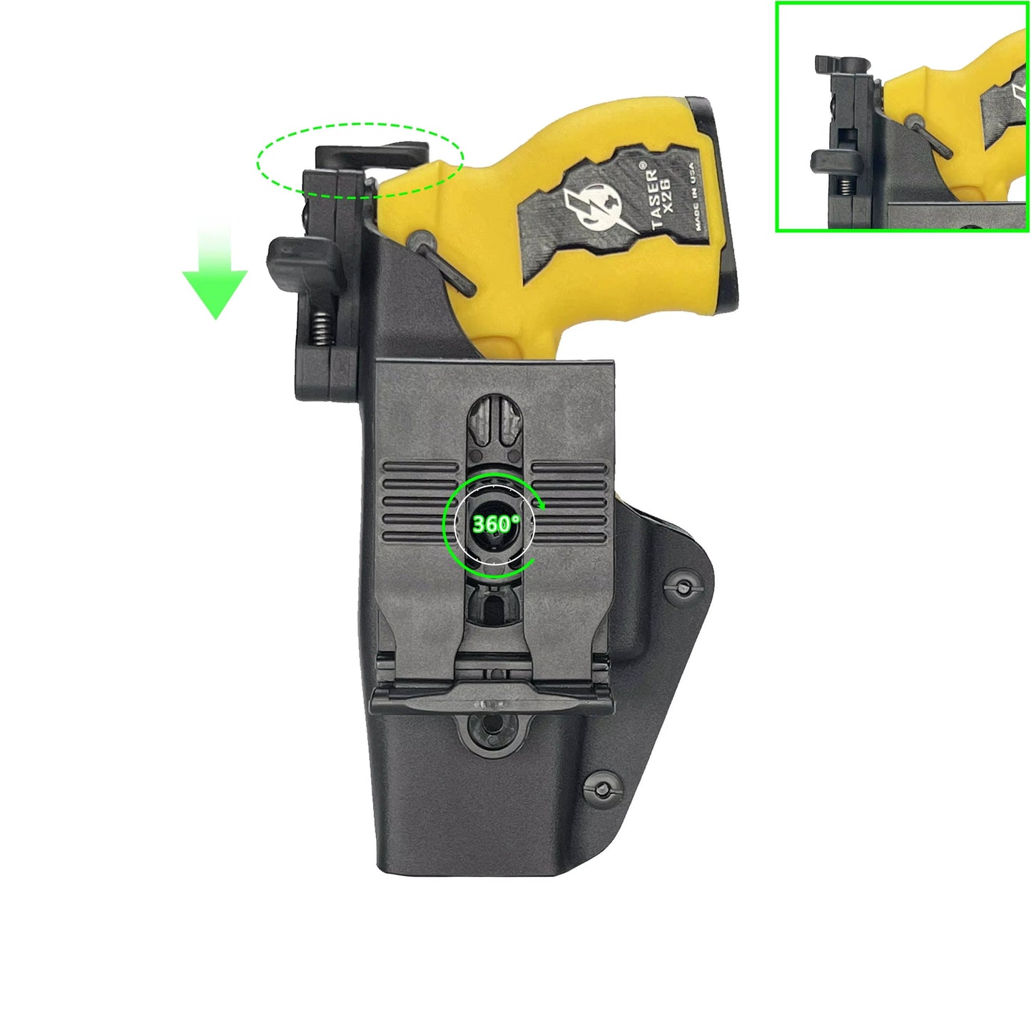 Holster Tactique Taser X26C – Dégagement Rapide 360° MOLLE & Ceinture