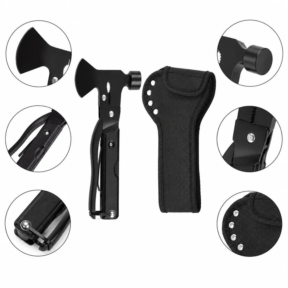 Mini hache multifonction pliable avec étui nylon