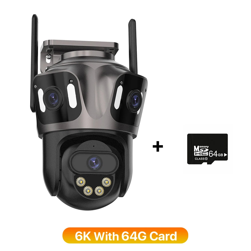 Caméra de Surveillance WiFi 4K/6K – Triple Objectif, Vision Nocturne Couleur, Détection IA, Étanche IP66 | iCSee - BLACKBEARD OUTDOOR INDUSTRIES