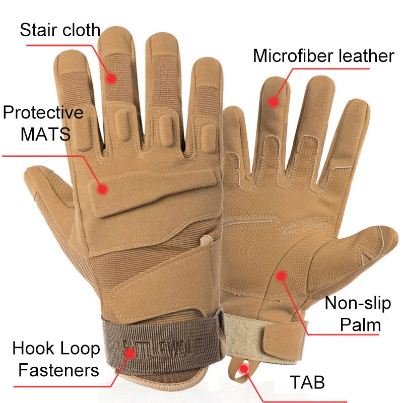 Gants Tactiques Plein Doigt – Antidérapants pour Sports Outdoor, Airsoft, Paintball, Cyclisme - BLACKBEARD OUTDOOR INDUSTRIES