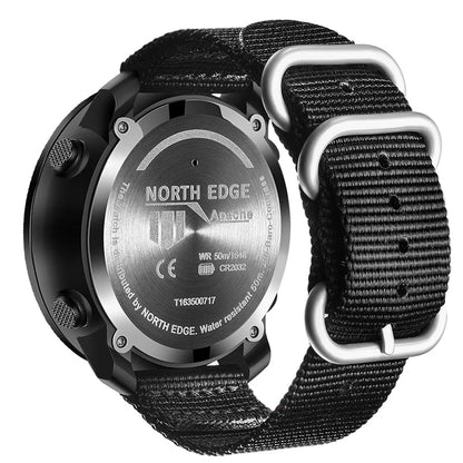 NORTH EDGE APACHE 3 Montre Digitale Sportive pour Homme - Altimètre, Baromètre, Boussole, Thermomètre, Résistante à l'Eau 50m BLACKBEARD OUTDOOR INDUSTRIES