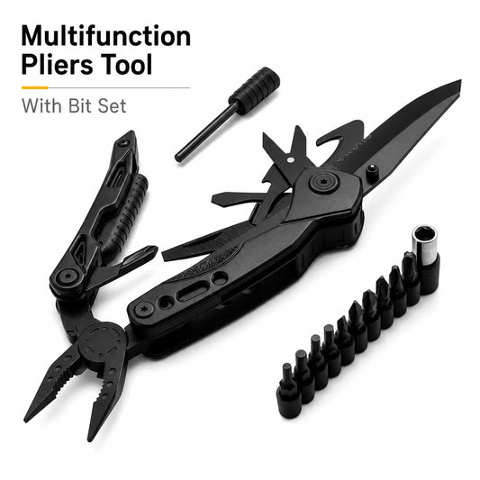 Pince Multifonction Pliable Inox – Set Tournevis, Multi-Outil Compact | Camping, Réparation, Urgence