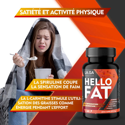HelloFat 60 gélules – L-carnitine, café vert et chrome