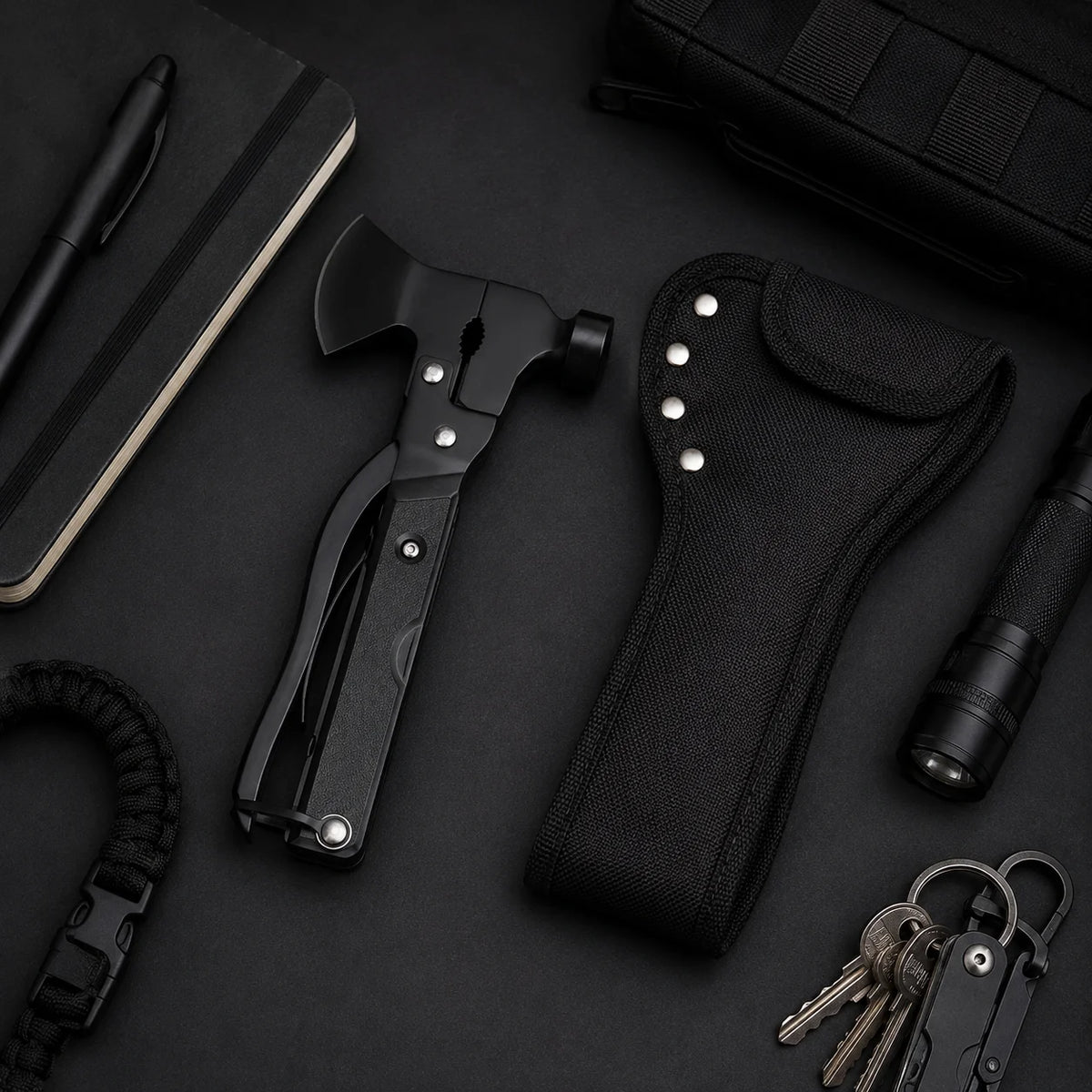 Mini hache multifonction pliable avec étui nylon