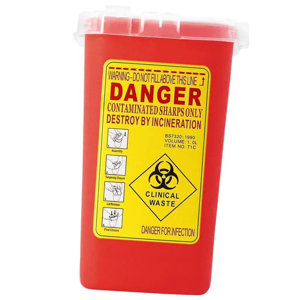 Conteneur à Objets Tranchants pour Aiguilles – Bac de Sécurité Biohazard 1 Litre Ma boutique