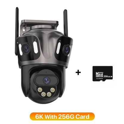 Caméra de Surveillance WiFi 4K/6K – Triple Objectif, Vision Nocturne Couleur, Détection IA, Étanche IP66 | iCSee - BLACKBEARD OUTDOOR INDUSTRIES