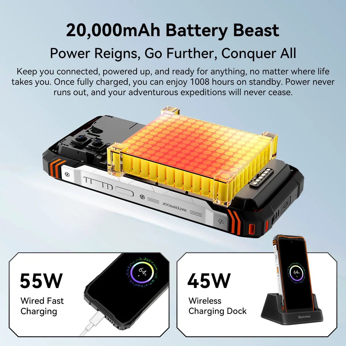Smartphone Thermique Incassable 5G Blackview XPLORE 1 Pro 20000mAh IP69K