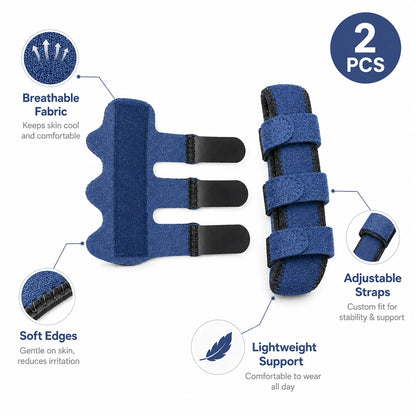 Attelle de Doigt Réglable Lot de 2 - Support Respirant et Sangles Ajustables